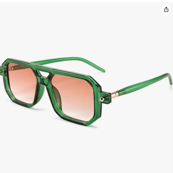 Vintage Square 70s Flat Aviator Sunglasses Retro Stylish Frame UV400 Amazon.com: FEISEDY Vintage Square 70s Flat Aviator  main image 4